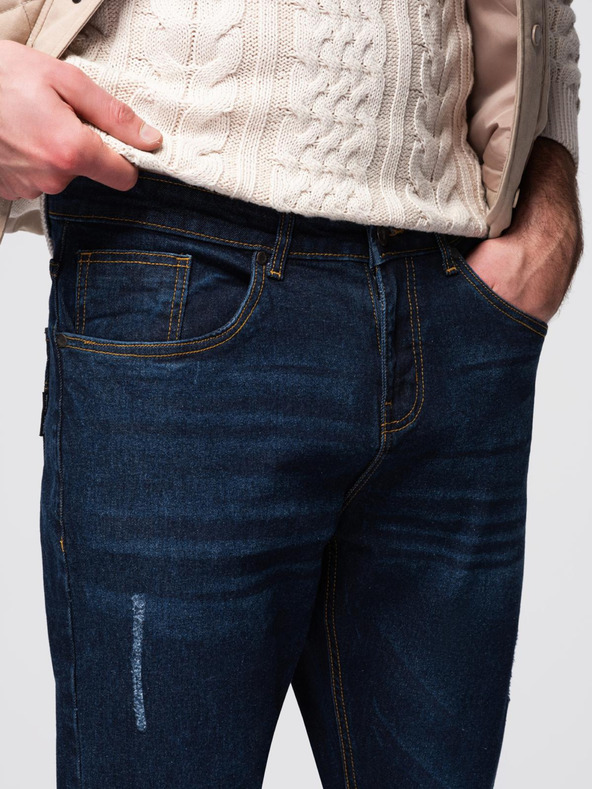 Ombre Clothing Мъжки дънки REGULAR FIT - тъмносини V4 OM-PADP-0241 Ombre Clothing