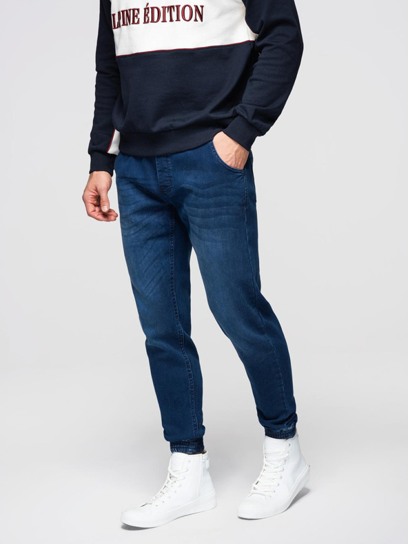 Ombre Clothing Мъжки дънки с ребрирана талия - тъмносини V3 OM-PADJ-0242 Ombre Clothing