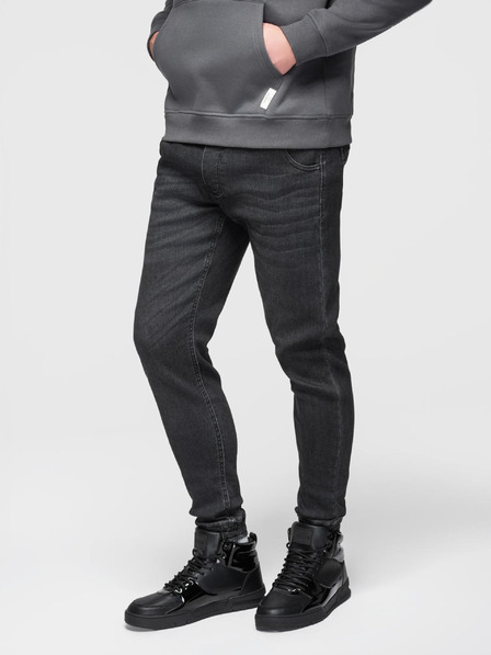 Ombre Clothing Мъжки дънки със шнур в талията - черни V4 OM-PADJ-0242 Ombre Clothing