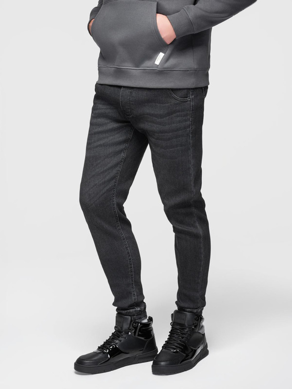 Ombre Clothing Мъжки дънки със шнур в талията - черни V4 OM-PADJ-0242 Ombre Clothing