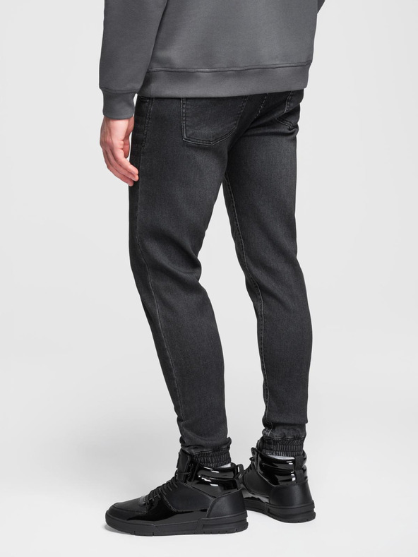 Ombre Clothing Мъжки дънки със шнур в талията - черни V4 OM-PADJ-0242 Ombre Clothing