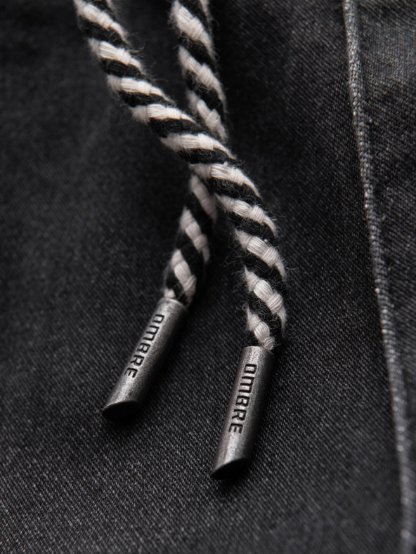 Ombre Clothing Мъжки дънки със шнур в талията - черни V4 OM-PADJ-0242 Ombre Clothing