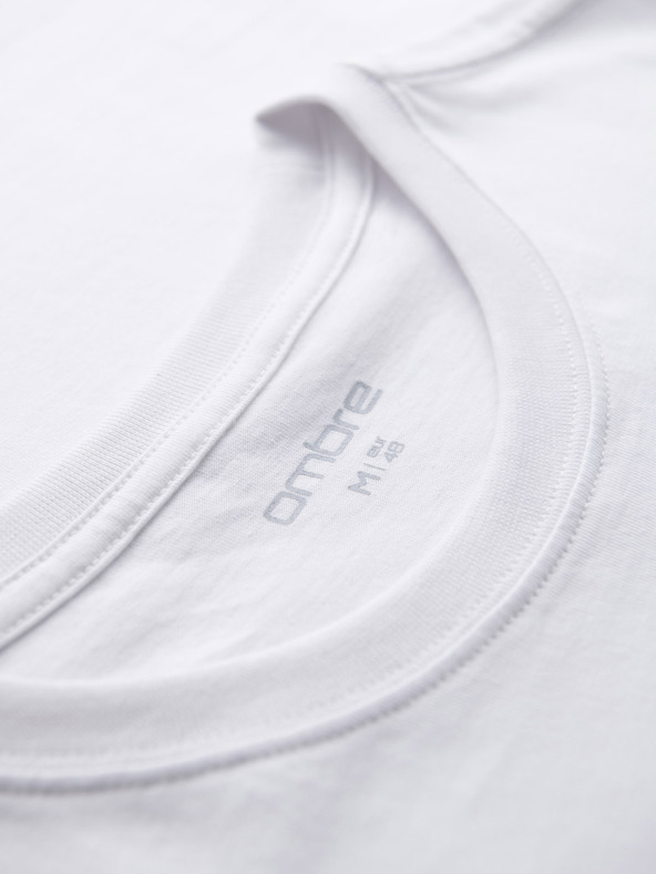 Ombre Clothing Мъжка плетена тениска REGULAR кройка с принт - бяла V1 OM-TSPT-0231 Ombre Clothing