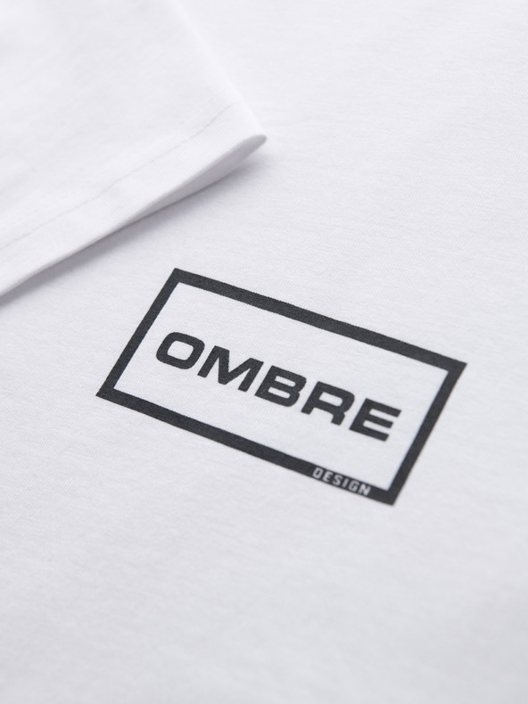 Ombre Clothing Мъжка плетена тениска REGULAR кройка с принт - бяла V1 OM-TSPT-0231 Ombre Clothing