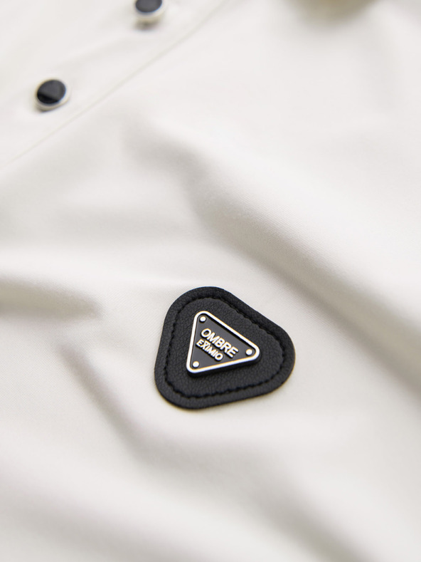 Ombre Clothing Мъжка стилна поло риза от еластична тъкан - кремава V2 OM-POSS-0150 Ombre Clothing