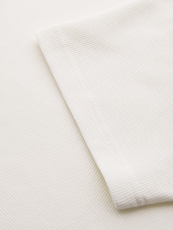 Ombre Clothing Мъжка тениска с кръгло деколте и вафлена текстура - разбито бяло V1 OM-TSCT-0197 Ombre Clothing