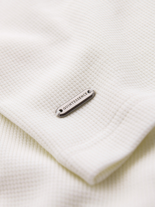 Ombre Clothing Мъжка тениска с кръгло деколте и вафлена текстура - разбито бяло V1 OM-TSCT-0197 Ombre Clothing