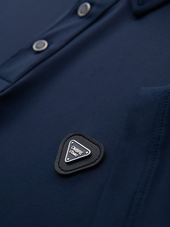 Ombre Clothing Мъжка стилна поло риза от еластична тъкан - тъмносиня V3 OM-POSS-0150 Ombre Clothing