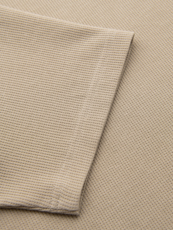 Ombre Clothing Мъжка тениска с кръгло деколте и вафлена текстура - пясък V2 OM-TSCT-0197 Ombre Clothing