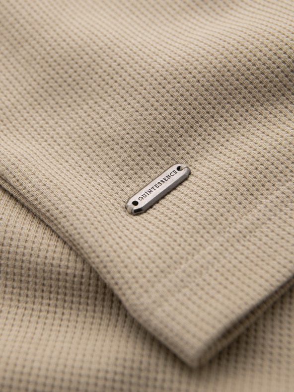 Ombre Clothing Мъжка тениска с кръгло деколте и вафлена текстура - пясък V2 OM-TSCT-0197 Ombre Clothing