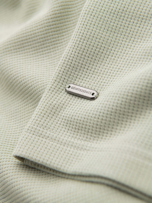 Ombre Clothing Мъжка тениска с кръгло деколте и вафлена текстура - фисташка V4 OM-TSCT-0197 Ombre Clothing