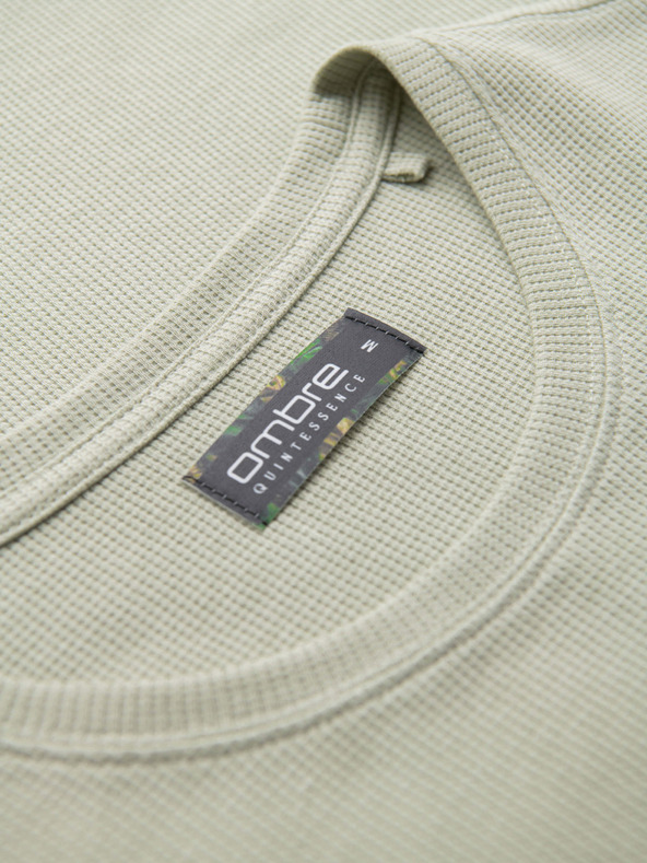Ombre Clothing Мъжка тениска с кръгло деколте и вафлена текстура - фисташка V4 OM-TSCT-0197 Ombre Clothing