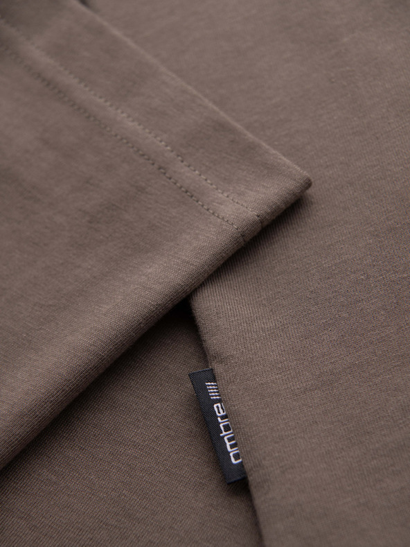 Ombre Clothing Мъжка памучна тениска с принт на джоба - тъмно маслиненозелена V1 OM-TSPT-0227 Ombre Clothing