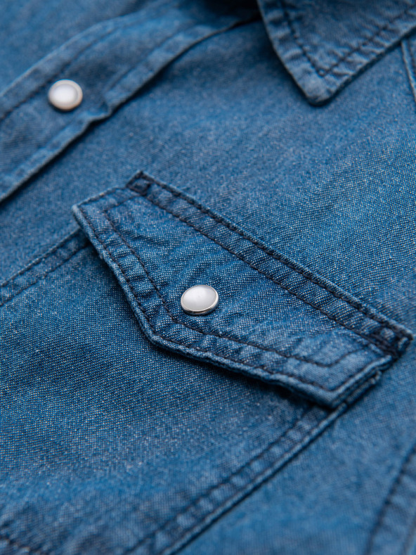 Ombre Clothing Мъжка дънкова риза на копчета с джобове - синьо V2 OM-SHDS-0210 Ombre Clothing