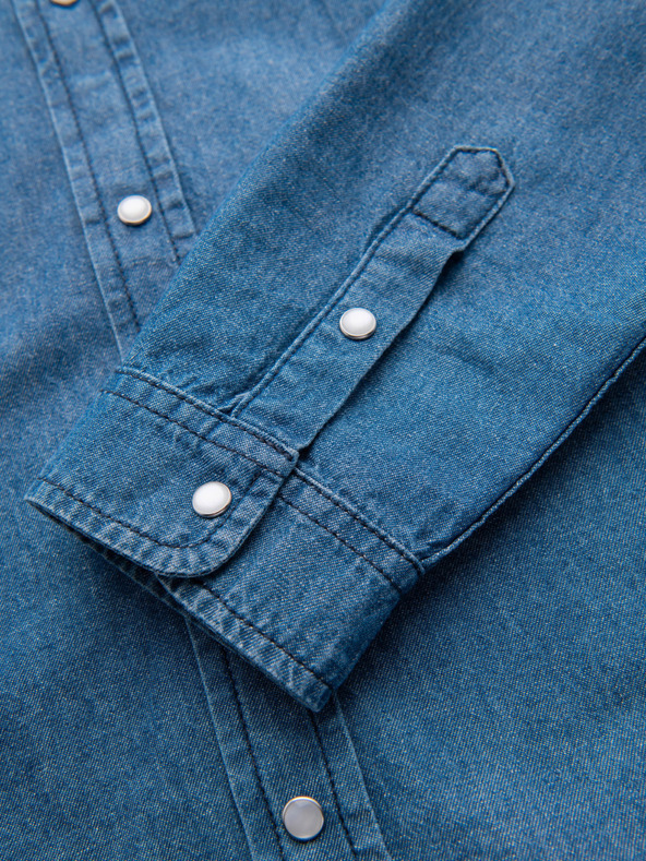 Ombre Clothing Мъжка дънкова риза на копчета с джобове - синьо V2 OM-SHDS-0210 Ombre Clothing