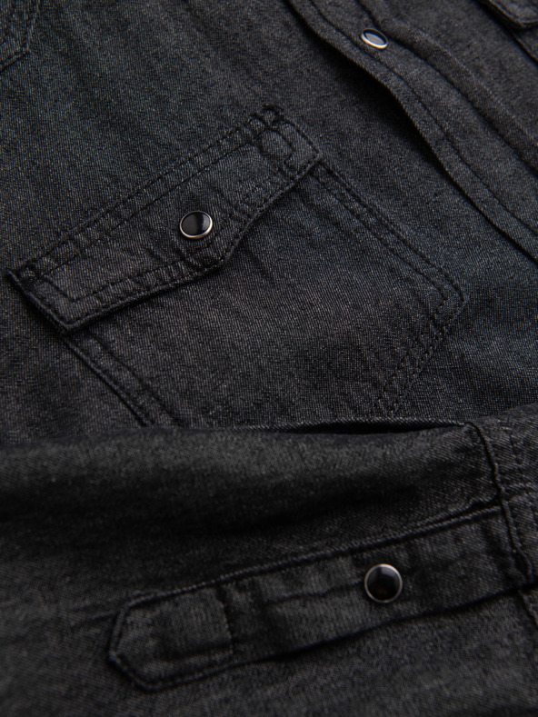 Ombre Clothing Мъжка дънкова риза на копчета с джобове - черно V3 OM-SHDS-0210 Ombre Clothing