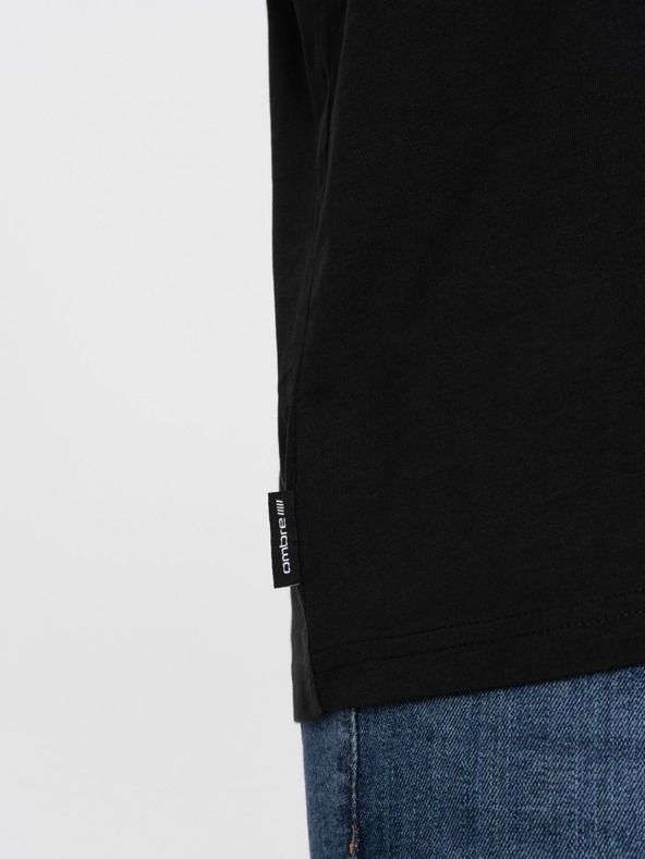 Ombre Clothing Мъжка класическа памучна тениска BASIC - черно V1 OM-TSBS-0146 Ombre Clothing