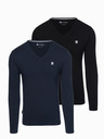 Ombre Clothing Комплект мъжки дълги ръкави SLIM FIT с V-образно деколте и лого 2 бр - тъмно синьо/черно микс V3 Z103 Ombre Clothing