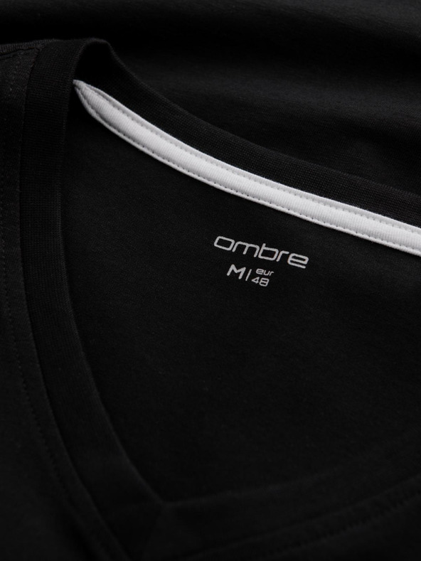 Ombre Clothing Мъжки комплект SLIM FIT с дълъг ръкав, V-образно деколте и лого 2 бр - 2х черно V5 Z103 Ombre Clothing