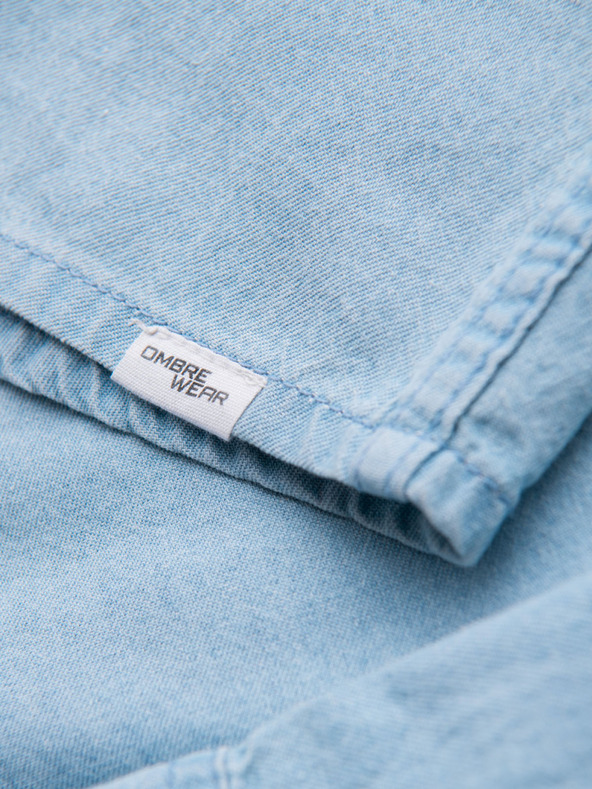 Ombre Clothing Мъжка дънкова риза с джобове на копчета - светло синьо V1 OM-SHDS-0210 Ombre Clothing