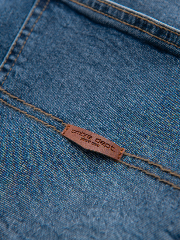 Ombre Clothing Мъжки дънкови панталони SLIM FIT с износване - тъмно синьо V2 OM-PADP-0255 Ombre Clothing