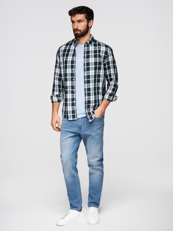 Ombre Clothing Мъжки дънкови панталони CARROT с износване - светло синьо V1 OM-PADP-0253 Ombre Clothing