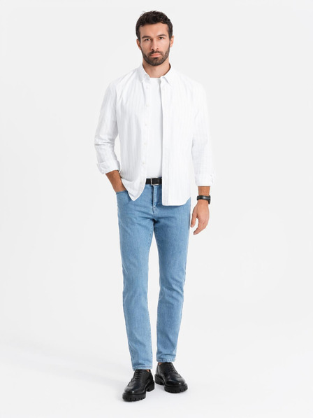 Ombre Clothing Мъжки класически дънки SLIM FIT с еластан - светло синьо V2 OM-PADP-0216 Ombre Clothing