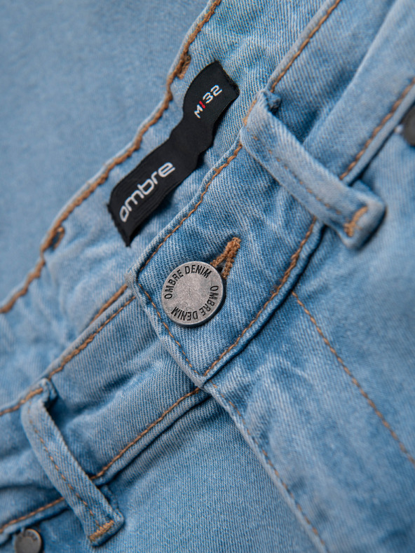 Ombre Clothing Мъжки дънкови панталони JOGGERS с класически цепки - светло синьо V1 OM-PADJ-0265 Ombre Clothing