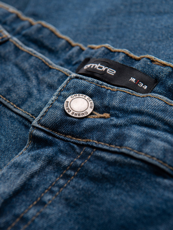 Ombre Clothing Мъжки дънкови панталони REGULAR FIT с износване - тъмно синьо V2 OM-PADP-0254 Ombre Clothing