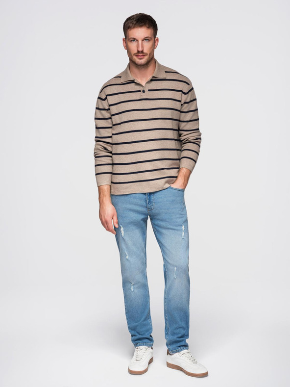 Ombre Clothing Мъжки дънкови панталони SLIM FIT с износване - светло синьо V1 OM-PADP-0255 Ombre Clothing