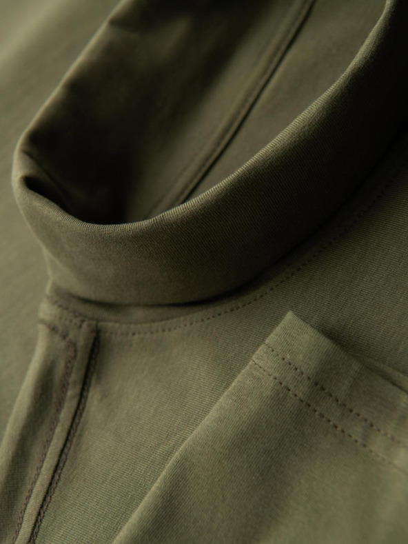 Ombre Clothing Мъжка поло от рипс с дълъг ръкав - тъмно маслинево зелена V4 OM-LSCL-0130 Ombre Clothing