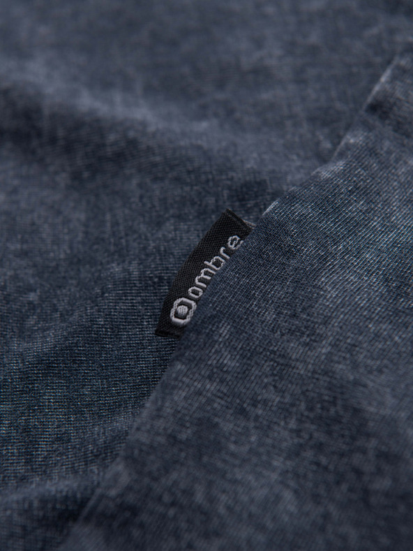 Ombre Clothing Мъжка тениска с ефект на изпиране - тъмно синя V2 OM-TSWT-0116 Ombre Clothing