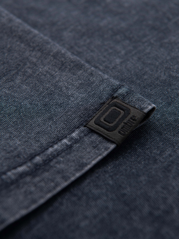 Ombre Clothing Мъжка тениска с ефект на изпиране - тъмно синя V2 OM-TSWT-0116 Ombre Clothing