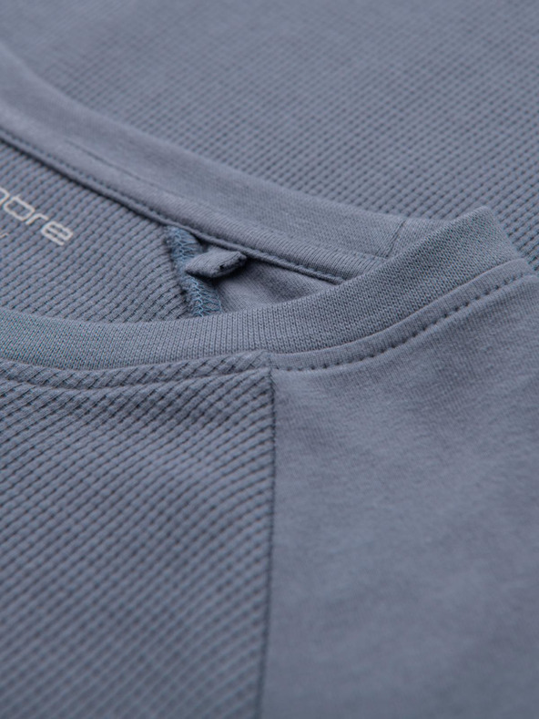 Ombre Clothing Мъжки памучни дълги ръкави с вафлено плетене и джобове - дънкова синя V8 OM-LSCL-0109 Ombre Clothing