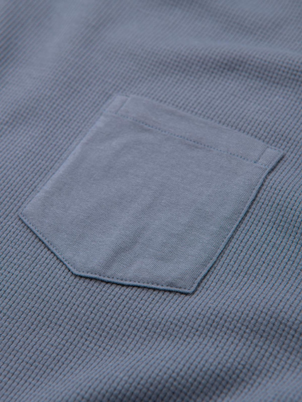 Ombre Clothing Мъжки памучни дълги ръкави с вафлено плетене и джобове - дънкова синя V8 OM-LSCL-0109 Ombre Clothing