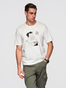 Ombre Clothing Мъжка памучна тениска с интересен принт на гърдите - бяла V2 OM-TSPT-0261 Ombre Clothing