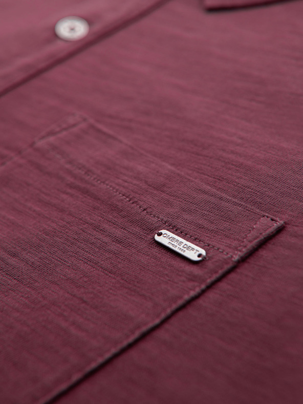 Ombre Clothing Мъжка поло тениска с декоративни бутонки - бордо V6 S1744 Ombre Clothing