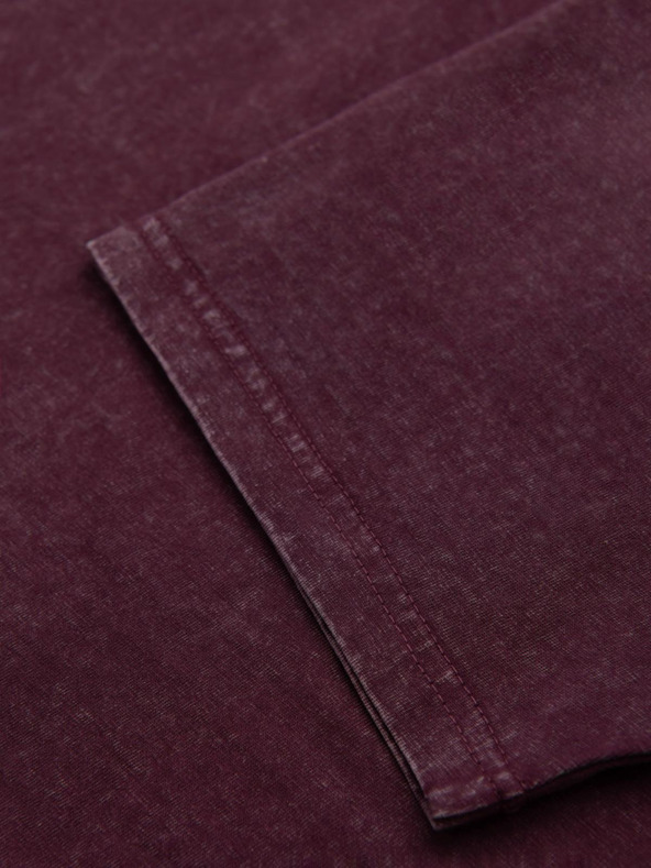 Ombre Clothing Мъжка тениска с ефект на изпиране - винена V3 OM-TSWT-0116 Ombre Clothing