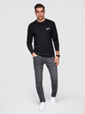 Ombre Clothing Мъжка памучна тениска с дълъг ръкав и кръгло деколте - черна V2 OM-LSPT-0136 Ombre Clothing