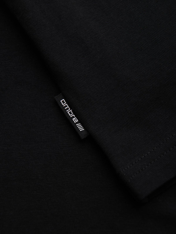 Ombre Clothing Мъжка памучна тениска с дълъг ръкав и кръгло деколте - черна V2 OM-LSPT-0136 Ombre Clothing