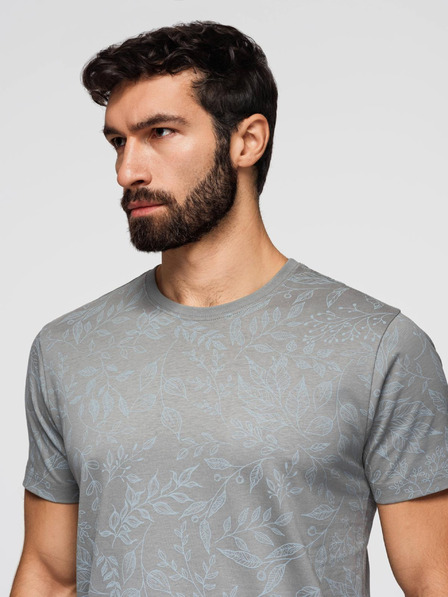 Ombre Clothing Мъжка памучна тениска с цветен принт - сива V3 OM-TSFP-0262 Ombre Clothing