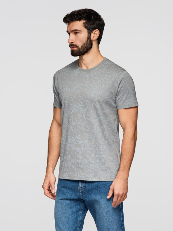 Ombre Clothing Мъжка памучна тениска с цветен принт - сива V3 OM-TSFP-0262 Ombre Clothing