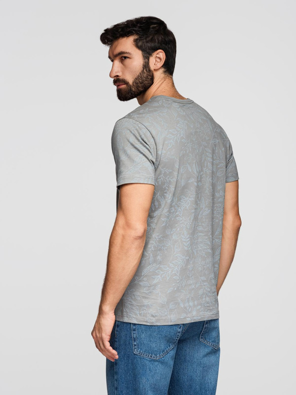 Ombre Clothing Мъжка памучна тениска с цветен принт - сива V3 OM-TSFP-0262 Ombre Clothing