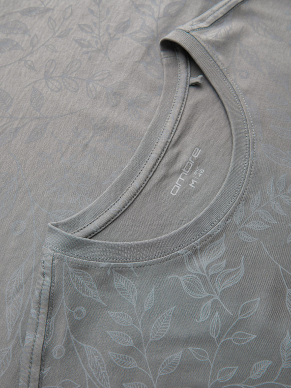 Ombre Clothing Мъжка памучна тениска с цветен принт - сива V3 OM-TSFP-0262 Ombre Clothing