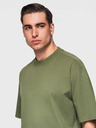 Ombre Clothing Мъжка памучна тениска LOOSE FIT с кръгло деколте - тъмно маслинева V8 OM-TSBC-0267 Ombre Clothing
