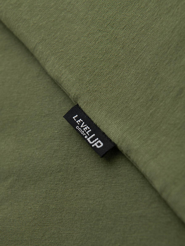 Ombre Clothing Мъжка памучна тениска LOOSE FIT с кръгло деколте - тъмно маслинева V8 OM-TSBC-0267 Ombre Clothing