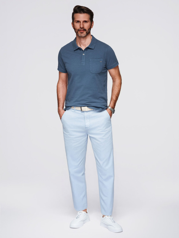 Ombre Clothing Мъжка поло тениска с декоративни бутонки - тъмно синя V8 S1744 Ombre Clothing