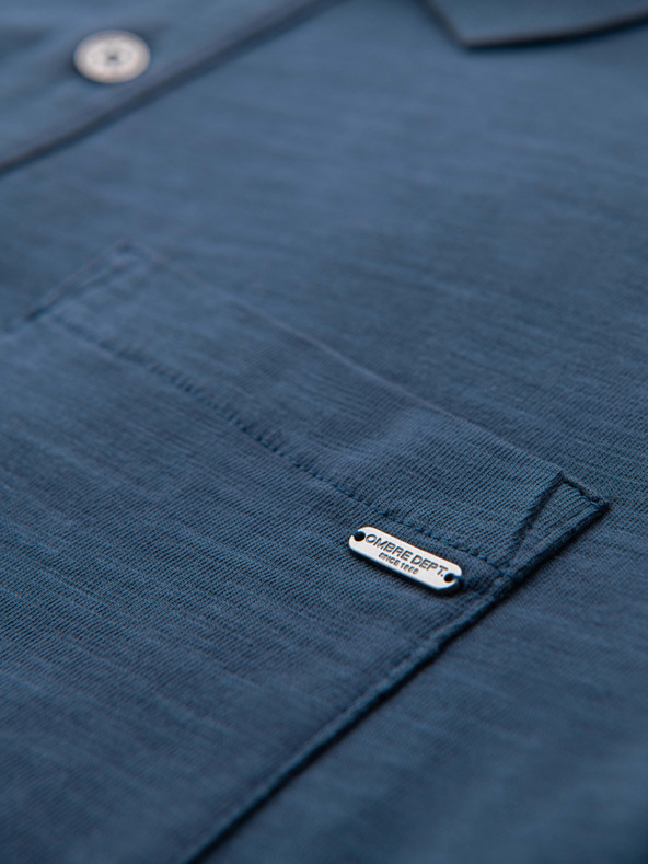 Ombre Clothing Мъжка поло тениска с декоративни бутонки - тъмно синя V8 S1744 Ombre Clothing