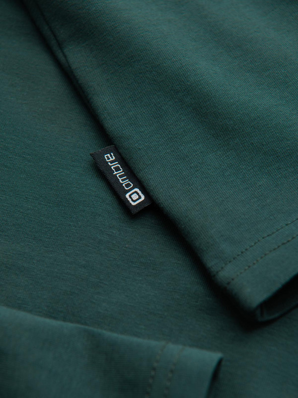 Ombre Clothing Мъжка поло от рипс с дълъг ръкав - тъмно зелена V7 OM-OM-LSCL-0130 Ombre Clothing