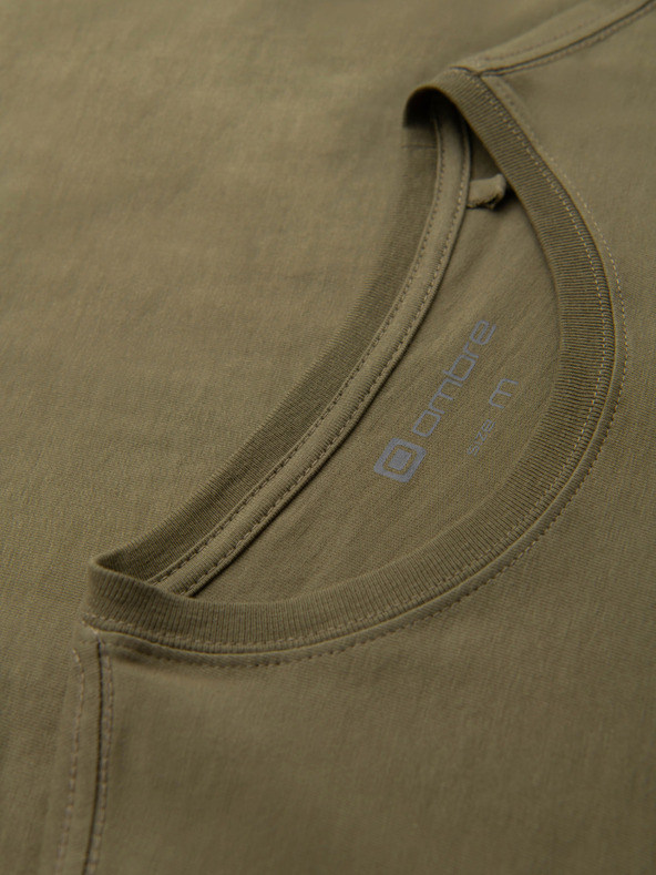 Ombre Clothing Мъжка тениска с градски принт и дълъг ръкав - маслинена V1 OM-LSPT-0131 Ombre Clothing